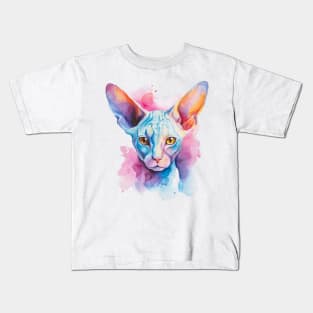 watercolor Cornish Rex Cat Kids T-Shirt